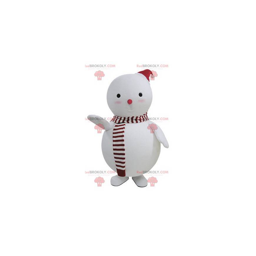 White and red snowman mascot - Redbrokoly.com