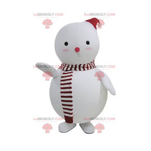 Mascotte pupazzo di neve bianca e rossa - Redbrokoly.com