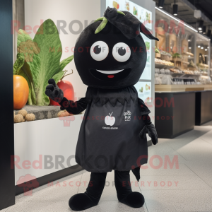 Black Radish mascot costume character dressed with a Midi Dress and Ties