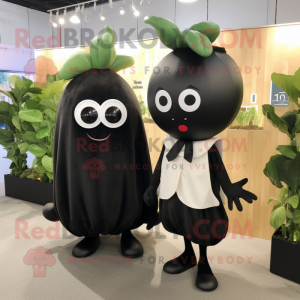 Black Radish mascot costume character dressed with a Midi Dress and Ties