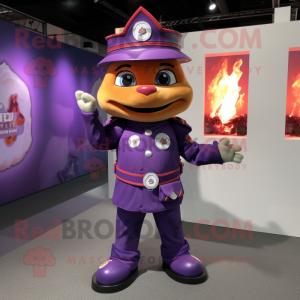 Purple Fire Fighter maskot...