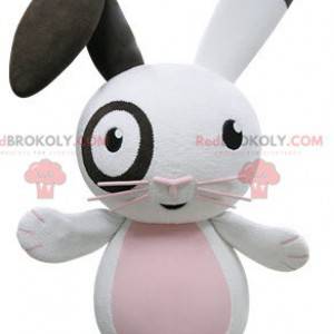 Mascote coelho branco rosa e preto muito divertido -