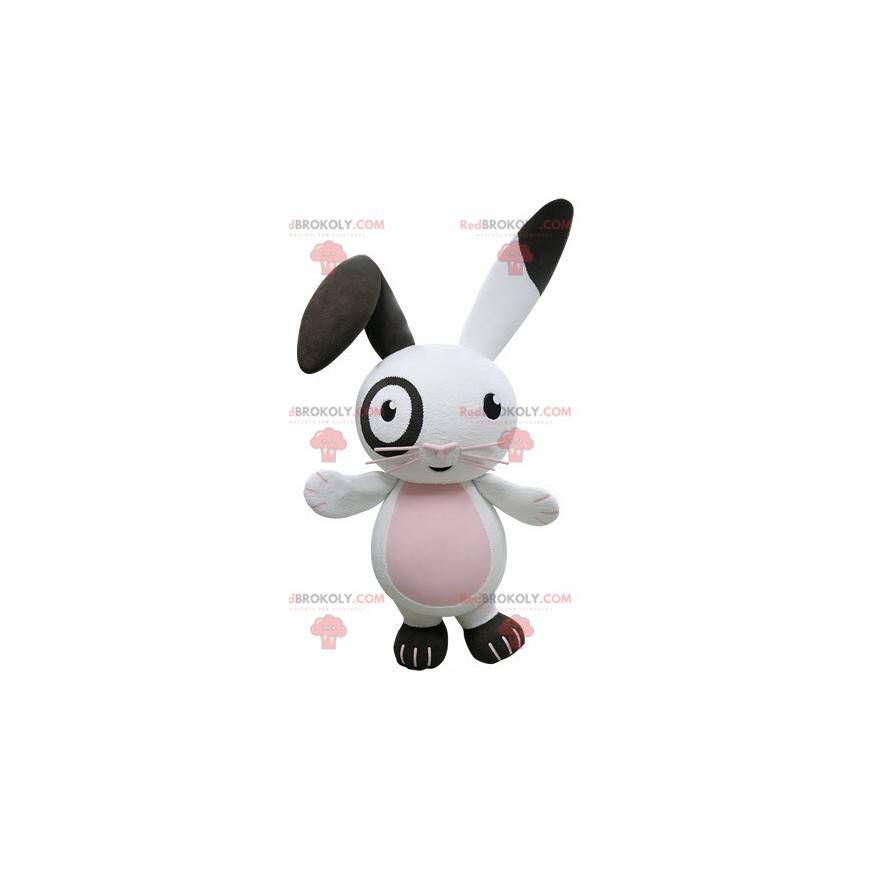 Meget sjov pink og sort hvid kanin maskot - Redbrokoly.com