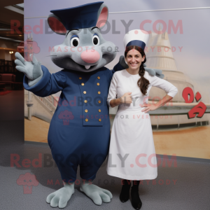 Navy Ratatouille mascot costume character dressed with a Shift Dress and Watches
