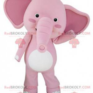 Mascotte d'éléphant rose et blanc géant - Redbrokoly.com