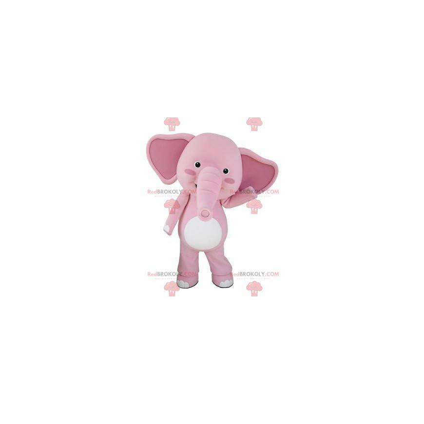 Jätte rosa och vit elefantmaskot - Redbrokoly.com