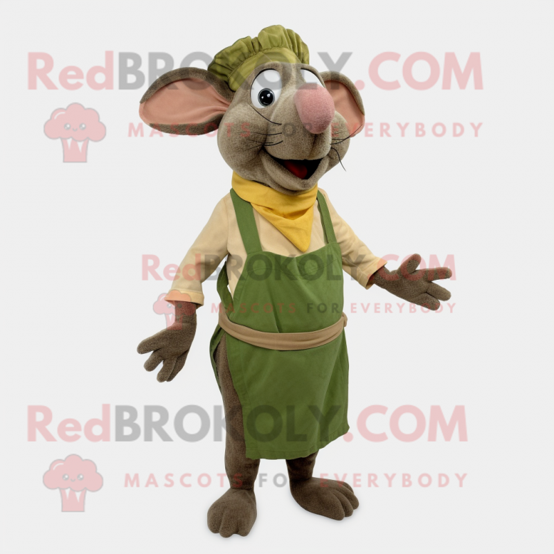 Olive Ratatouille mascot costume character dressed with a Corduroy Pants and Wraps Olive Ratatouille mascot costume character dressed with a Corduroy Pants and Wraps