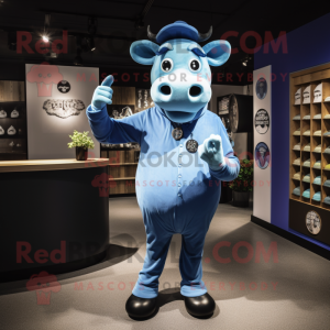 Blue Cow maskot kostume...