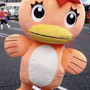 Mascote de pato laranja e branco