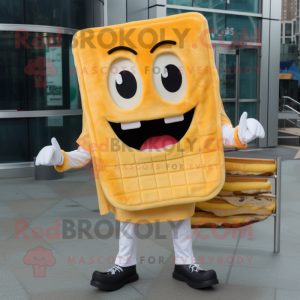 White Grilled Cheese Sandwich mascot costume character dressed with a Dress Pants and Pocket squares