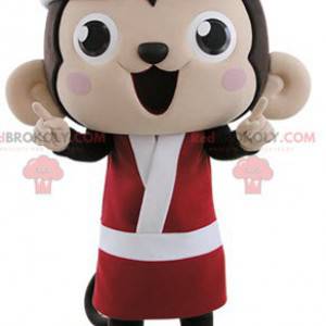 Brown and pink monkey mascot dressed in kimono - Redbrokoly.com