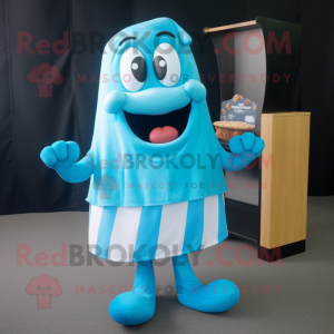 Cyan Bbq Ribs mascot costume character dressed with a Trousers and Shawls