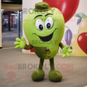 Olive Heart Shaped Balloons mascot costume character dressed with a Capri Pants and Bracelets