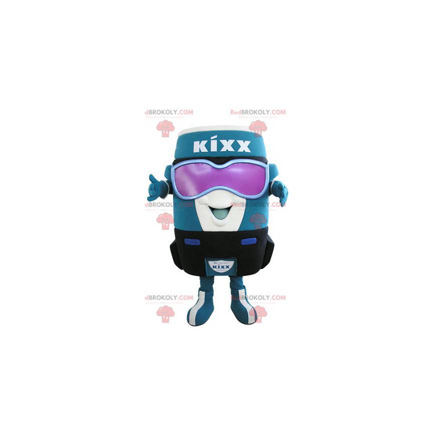 Mascotte contenitore blu e rosso molto sorridente - Mascotte contenitore blu e rosso molto sorridente -