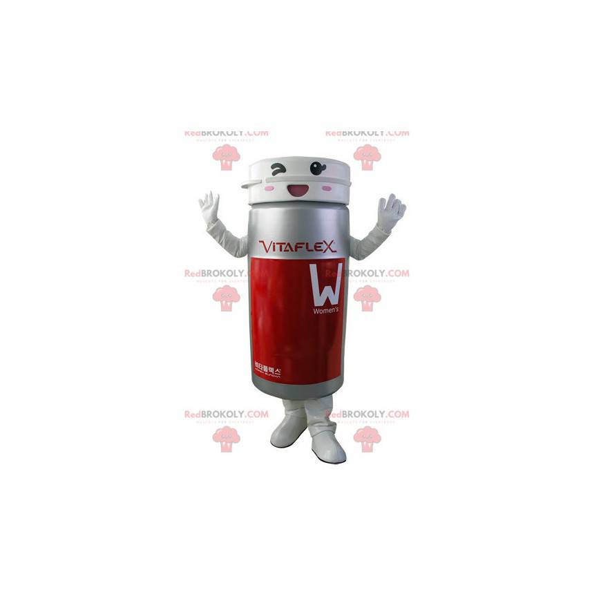 Mascotte de boite de comprimés grise et rouge - Redbrokoly.com