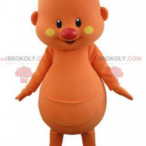 Oranžový sněhulák maskot s květinou na hlavě - Redbrokoly.com