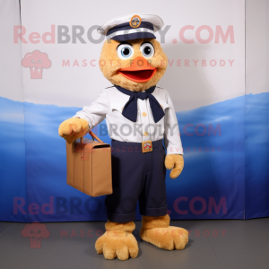 Navy Fried Chicken mascot costume character dressed with a Cargo Pants and Clutch bags