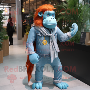 Cyan orangutang maskot...