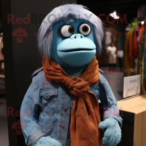 Cyan orangutang maskot...