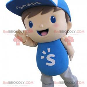 Child mascot dressed in blue with a cap - Redbrokoly.com