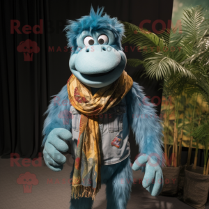 Cyan orangutang maskot...