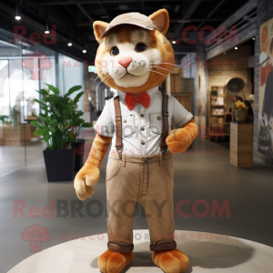 Rust Cat mascot costume character dressed with a Chinos and Belts