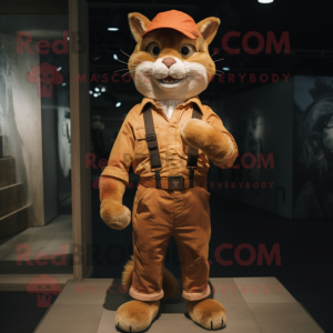 Rust Cat mascot costume character dressed with a Chinos and Belts