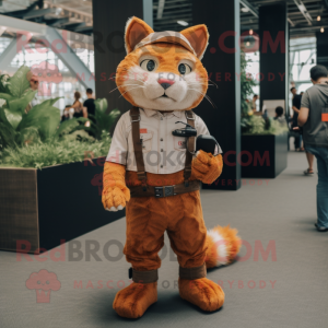 Rust Cat mascot costume character dressed with a Chinos and Belts