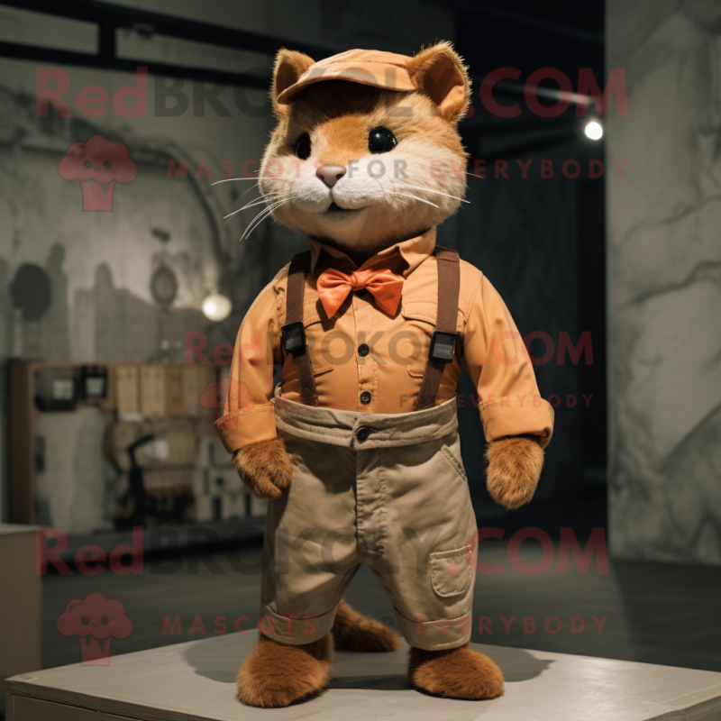 Rust Cat mascot costume character dressed with a Chinos and Belts