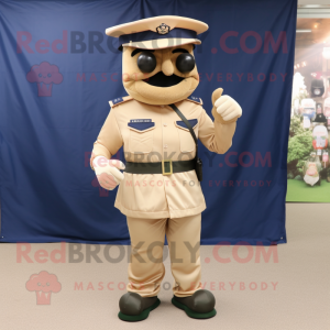 Beige Navy Soldier mascot costume character dressed with a Dress Pants and Belts