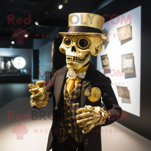Gold Undead mascot costume character dressed with a Oxford Shirt and Cufflinks