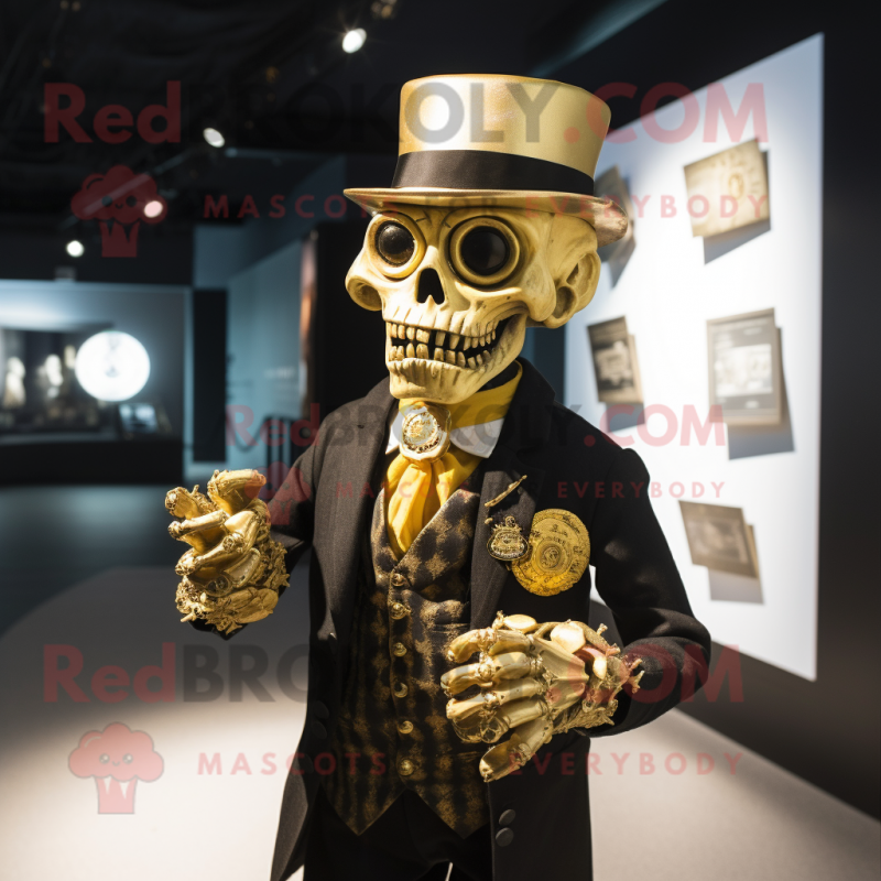 Gold Undead mascot costume character dressed with a Oxford Shirt and Cufflinks Gold Undead mascot costume character dressed with a Oxford Shirt and Cufflinks