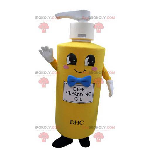 Mascotte de flacon jaune de savon. Mascotte de savon -