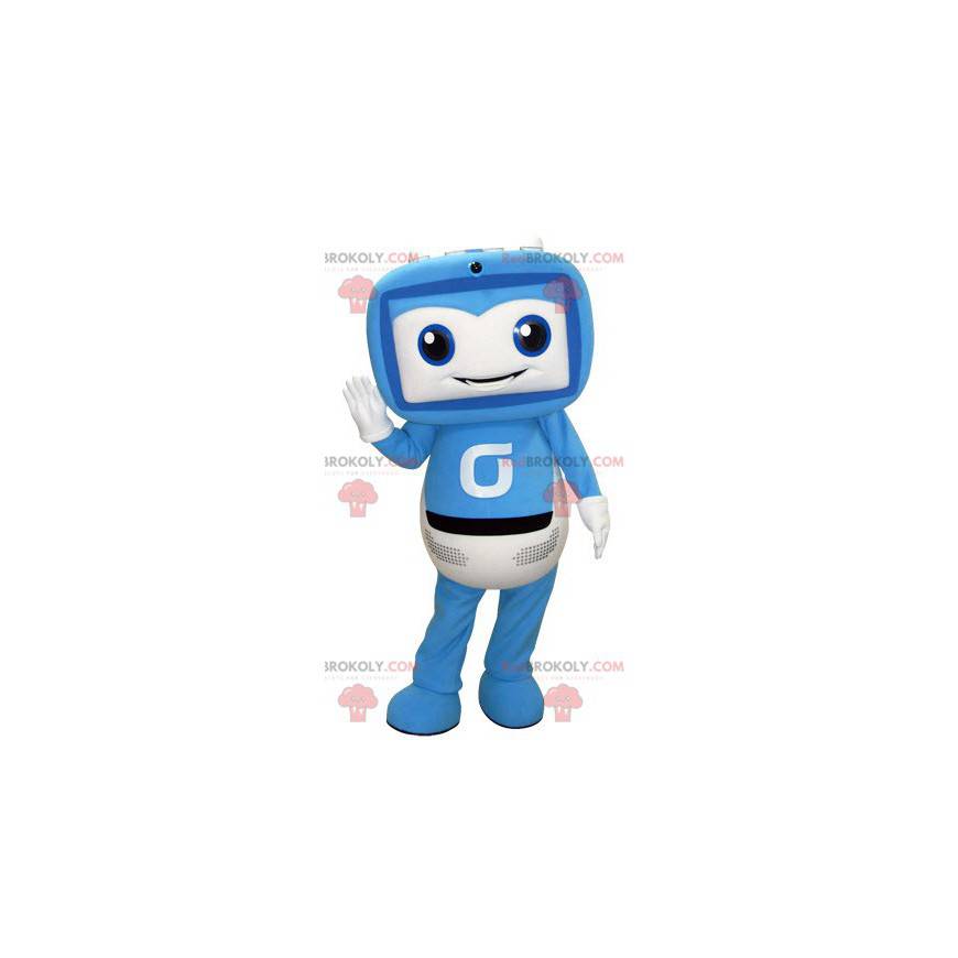 Blue and white giant screen television mascot - Redbrokoly.com