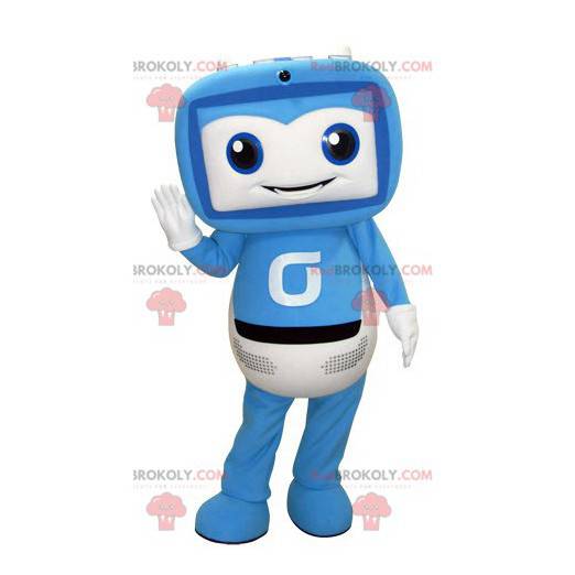 Mascotte televisiva a schermo gigante blu e bianco -
