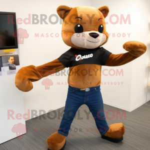 Rust Marten mascot costume character dressed with a Bootcut Jeans and Foot pads