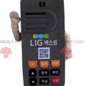 Mascote gigante do walkie talkie com telefone cinza -