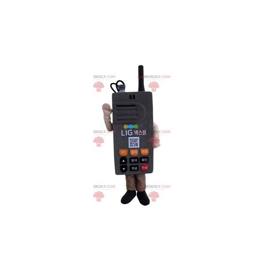 Mascote gigante do walkie talkie com telefone cinza -