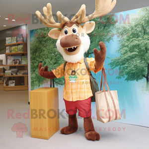 nan Elk mascot costume character dressed with a Shorts and Tote bags