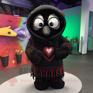 Black Arrow Of Love mascot costume character dressed with a Sweater and Shawls