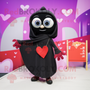 Black Arrow Of Love mascot costume character dressed with a Sweater and Shawls