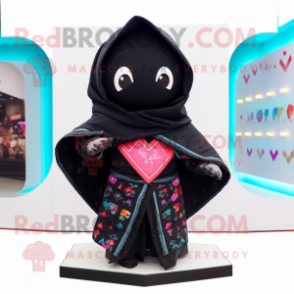 Black Arrow Of Love mascot costume character dressed with a Sweater and Shawls