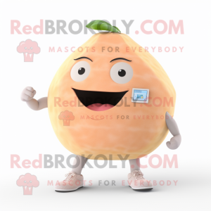 Beige Grapefruit mascot costume character dressed with a Yoga Pants and Digital watches