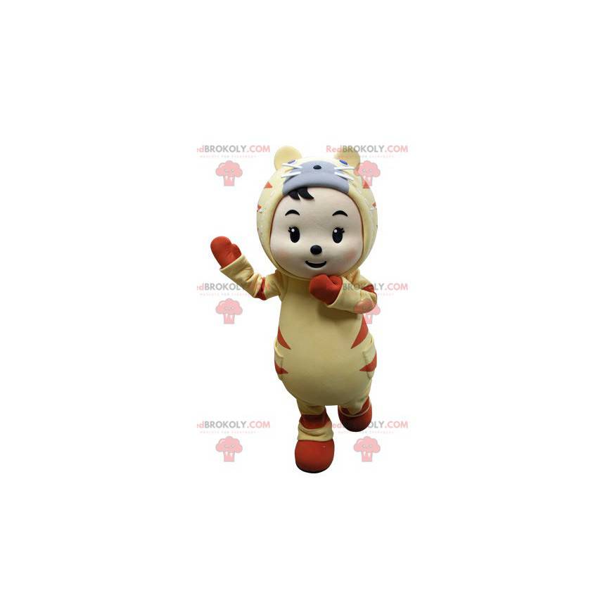 Dítě maskot oblečený jako žlutý a oranžový tygr - Redbrokoly.com Dítě maskot oblečený jako žlutý a oranžový tygr - Redbrokoly.com