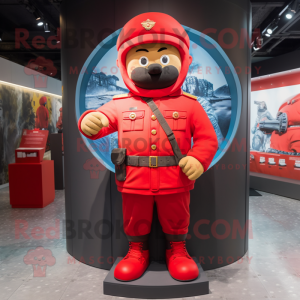 Red Army Soldier mascot costume character dressed with a Jeans and Bracelets