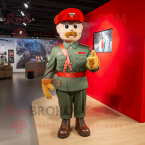 Red Army Soldier mascot costume character dressed with a Jeans and Bracelets