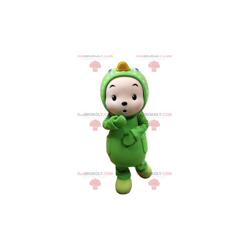Børnemaskot forklædt som en grøn and - Redbrokoly.com