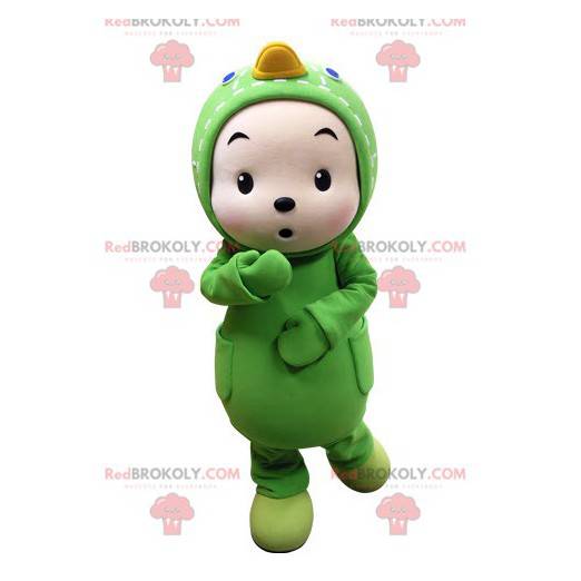 Criança mascote disfarçada de pato verde - Redbrokoly.com