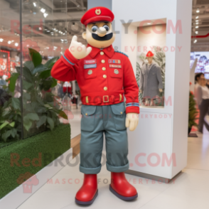 Red Army Soldier mascot costume character dressed with a Jeans and Bracelets