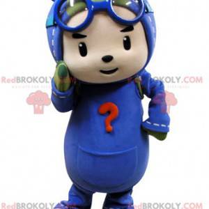 Mascotte d'enfant déguisé en parachutiste. Mascotte de pilote -
